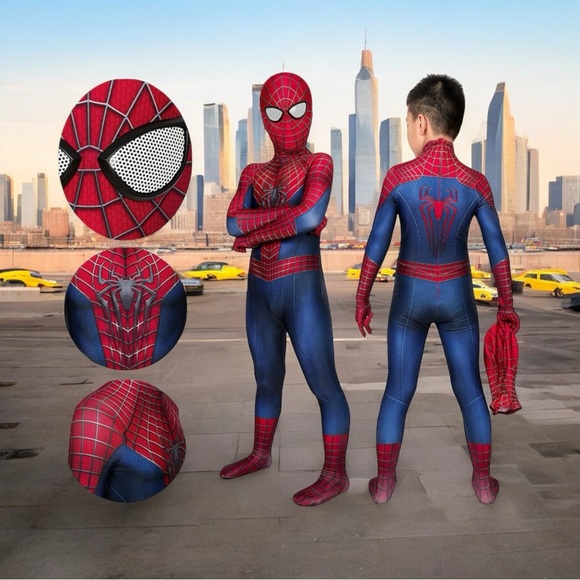 The amazing Spiderman kids costume Halloween , cosplay Peter Parker suit 5/6 y - Picture 1 of 8